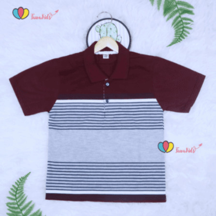 Kerah Salur T-Shirt Anak Laki - Laki 3 - 5 Tahun