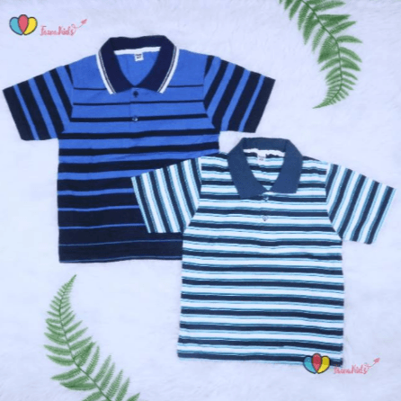 Kerah Salur T-Shirt Anak Laki - Laki 7 - 12 Tahun