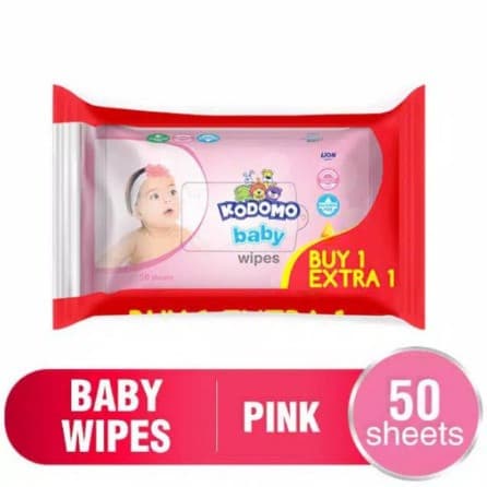 KODOMO BABY WIPES PINK ISI 2PACK 