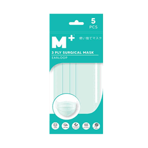 M+ MEDICAL MASK 3PLY 5'S  PCK 
