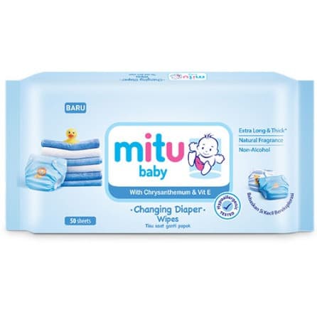 MITU BABY WIPES CHANGING DIAPER BLUE 50S