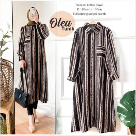 Olea Tunik Full Kancing Rayon Viscose