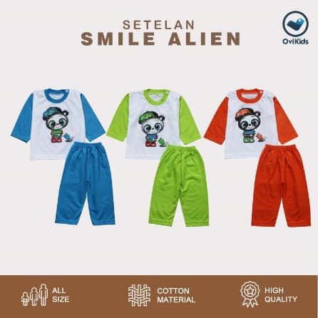 OVIKIDS - Setelan Baju Bayi Smile Alien (0 - 8 bulan)