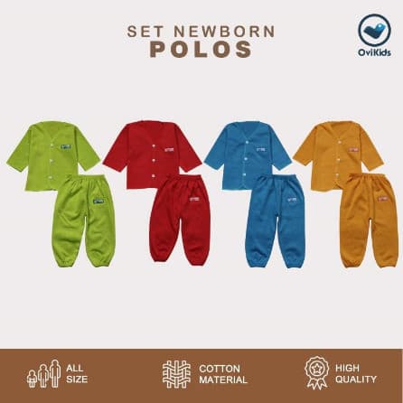 OVIKIDS - Setelan Bayi Newborn Polos (0 - 3 Bulan)