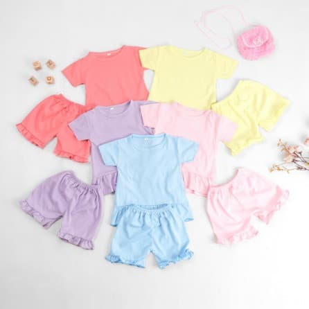 Owlet - Ruffle Set Polos Anak Perempuan
