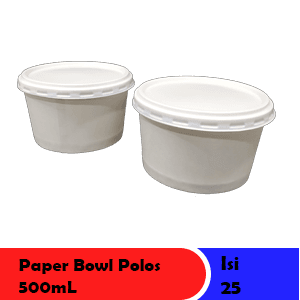 PAPER BOWL POLOS+TUTUP 25'S  PCK 500mL
