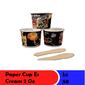 PAPER CUP ICE CREAM+SENDOK 50'S  PCK 2OZ/60mL