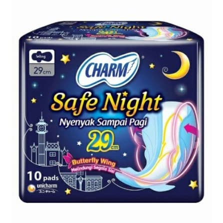 Pembalut Charm Safe Night 10'S Wing Pck 29cm