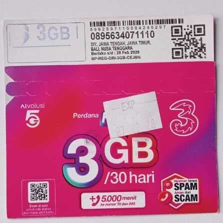Perdana Tri 3GB exp Februari 2028