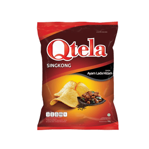 QTELA KERIPIK SINGKONG AYAM LADA HITAM PCK 100g