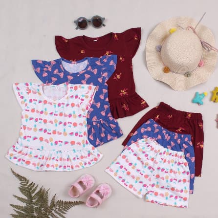 Ruffle Set - Setelan Pendek Anak Perempuan 