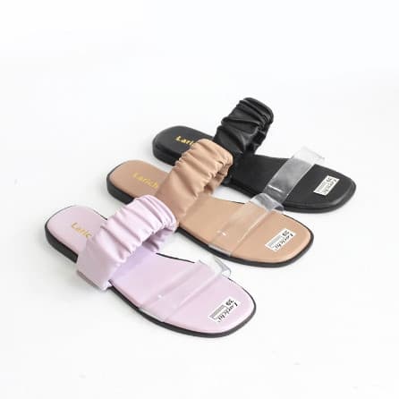 Sandal Flat Wanita Selop Teplek Jelly Kerut