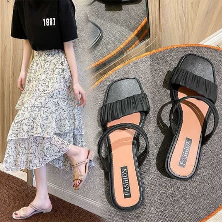 Sandal Heels Wanita Flip Flop Tali Jelly Import