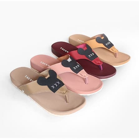 Sandal Jepit Wanita Aksen Mickey Hitam