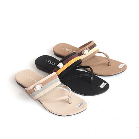Sandal Jepit Wanita Flat Teplek Aksen Smile