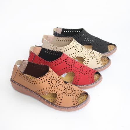 Sandal Kulit Slip Wanita