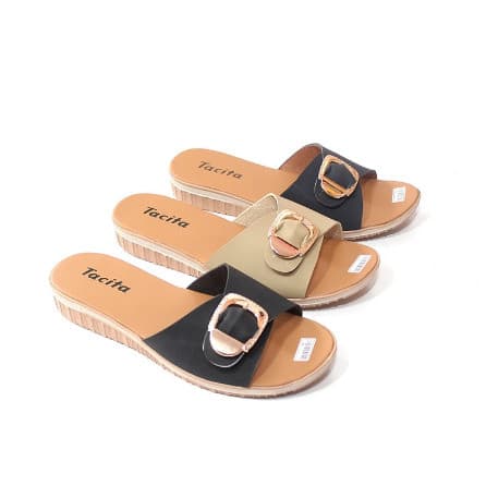 Sandal Selop Wanita Flat Kekinian Aksen Gesper