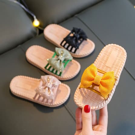 Sandal Slop Karet Anak Perempuan Pita Import