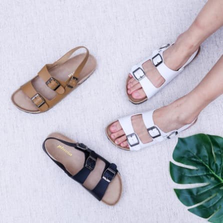 Sandal Wanita Pluvia Flat Jenia Footbed - Hitam 37