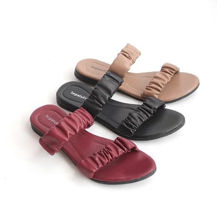 Sandal Wanita Selop Karet Tali Kerut