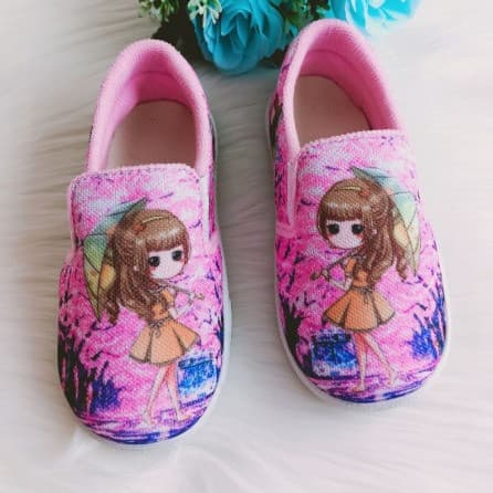 Sepatu Slip On Anak Perempuan Motif Girly