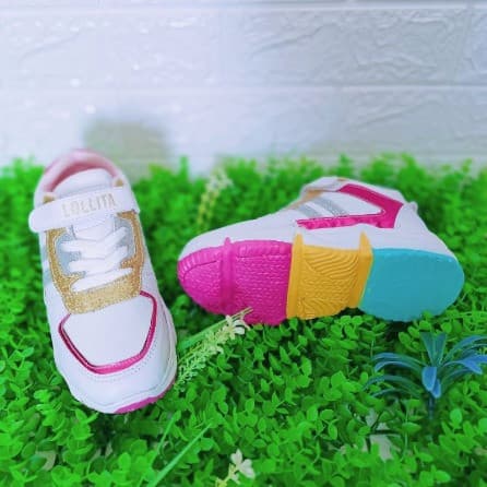 Sepatu Sneakers Anak Perempuan Pink Emas