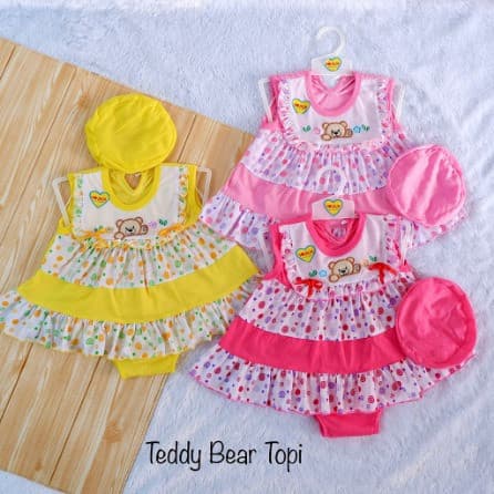 Setelan Baju + Topi Anak Bayi Perempuan 0 - 6 Bulan Ver. 1