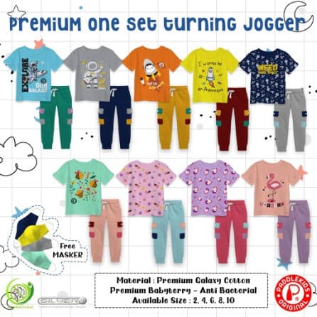 Setelan Jogger Panjang FREE Makser Anak Unisex