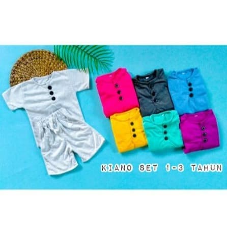 Kiano Set - Setelan Kaos Celana Pendek Anak Unisex 1 - 3 Tahun