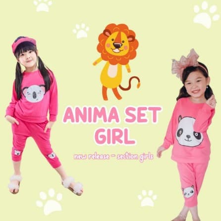 Setelan Motif Animal Anak Perempuan