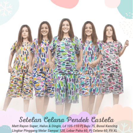 Setelan Rayon Babydoll Celana Pendek Motif Louis