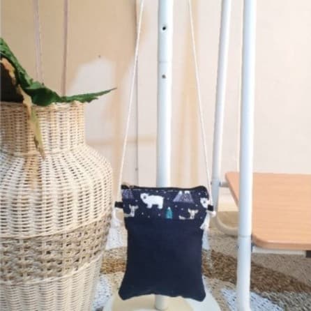 Sling Bag Hp Kanvas Motif Kombinasi Polos