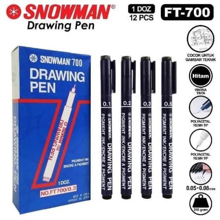 Snowman Drawing Pen 700/0.2 HITAM PCS