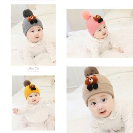 SSC - Topi Kupluk Rajut Bayi Motif Brown Bear 