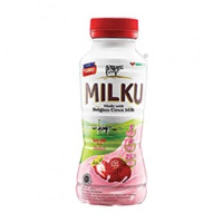 Susu Cair Milku Susu Uht Strawberry Btl 200 ml
