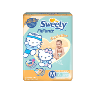 SWEETY SILVER PANTS BABY 8+1'S  BAG MEDIUM