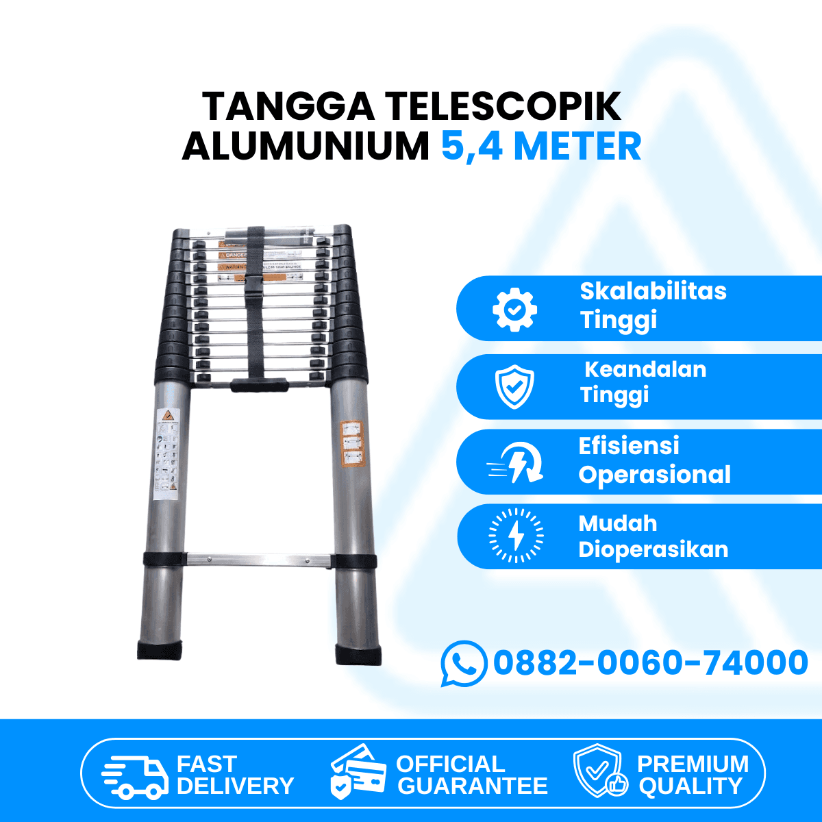 Tangga Teleskopik Alumunium Silver 5.4M