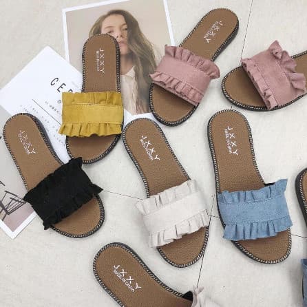 TG0597 Sandal Slip Kerut Wanita Import