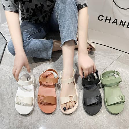 TG1453 Sandal Tali Wanita Motif 2 Tali Ala Korea
