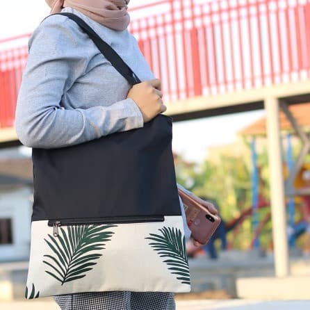 Tote Bag Kanvas Kombinasi Palm