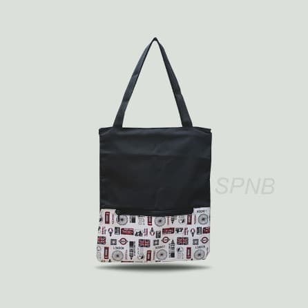Tote Bag Kanvas London-Hitam