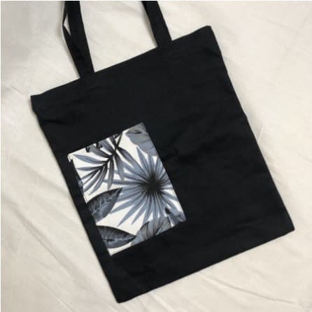 Totebag Kanvas Motif Hitam Polos