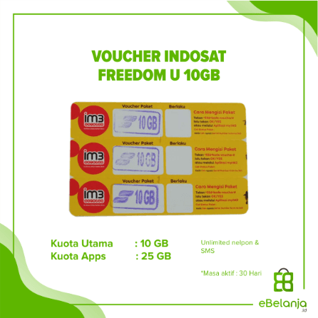 Voucher Indosat Freedom Unlimited 45GB / 10gb Unl