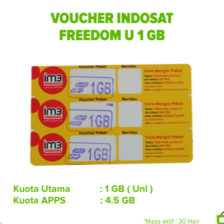 Voucher Indosat Freedom Unlimited 5.5GB / 1GB Unl