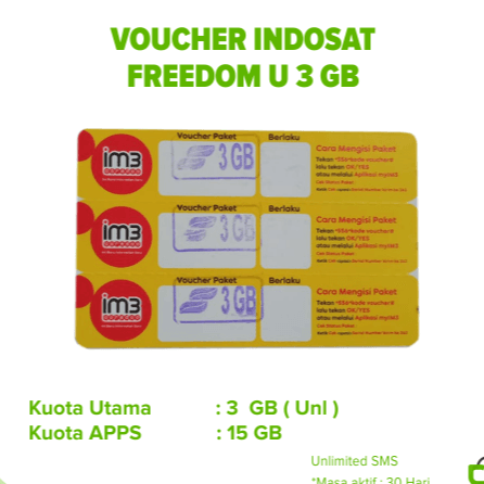 Voucher Indosat Freedom Unlimited 20GB / 3GB Unl