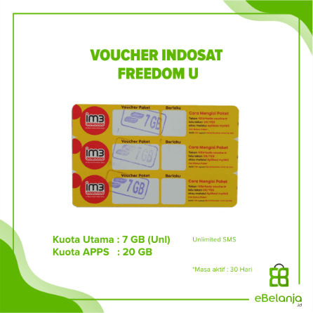 Voucher Indosat Freedom Unlimited 35GB / 7gb Unl