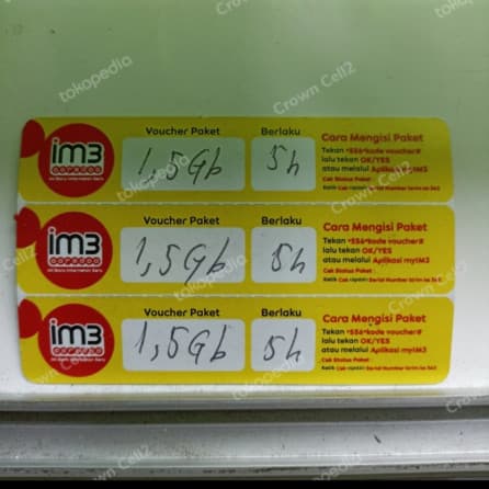 Voucher indosat 1,5gb/5h   15 pcs  jabodetabek