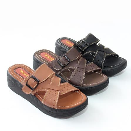 Wedges Sandal Wanita 5CM Aksen Gesper Silang