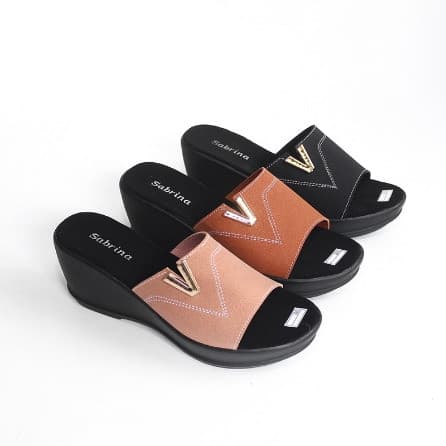 Wedges Sandal Wanita 7CM Casual Motif V