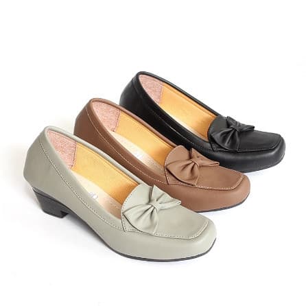 Wedges Sepatu Kerja Wanita Aksen Pita